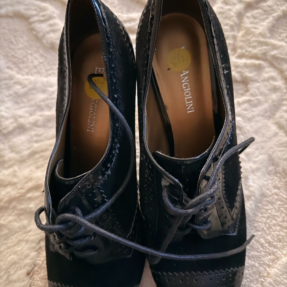 Enzo Angiolini Black Lace-Up Loafers